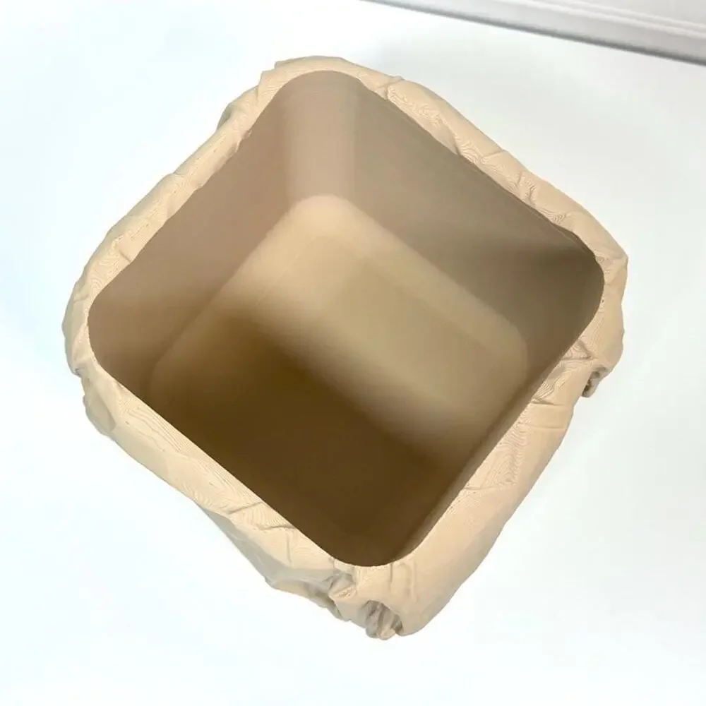 Crumpled Paper Pot, Cachepot Planter, Square Indoor Tabletop Plant Pot